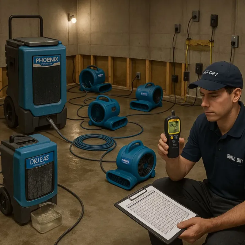 Structural Drying and Dehumidification process in Sanford, ME